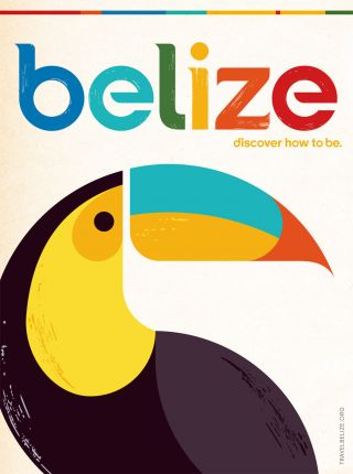 Belize Bird Vintage Painting Art Travel Poster Print For Glass Frame 90cm