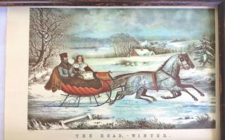 " The Road Winter " A Classic Vintage Currier And Ives Lithograph