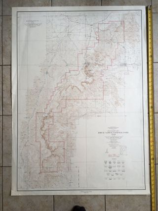Huge Vintage 1947 Map Of Bryce Canyon National Park 32 " X 44 " Usgs Topographical