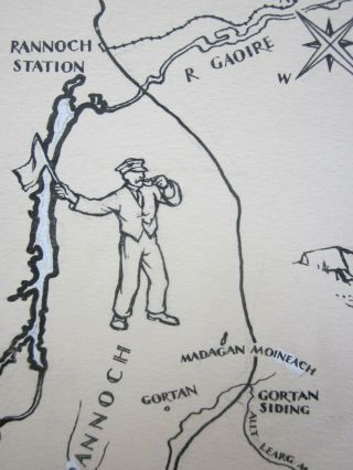 Antique Hand Drawn Map - Moor Of Rannoch - Train Station Master