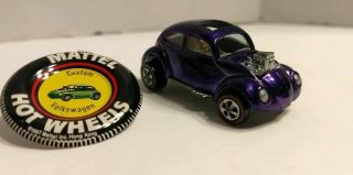 Vintage 1967 Hot Wheels Redline Custom Volkswagen In Purple,  Button Us Made