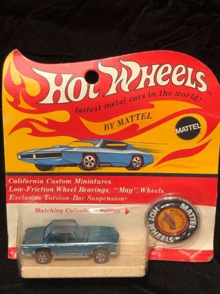 1969 Mattel Hot Wheels - Mercedes Benz,  Aqua Blue _blister Pack