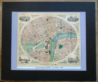 Antique Map Central London By G.  W.  Bacon.  1910 Mounted