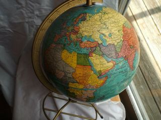 Vintage Mid Century Crams Universal Terrestrial 10.  5 Globe,  105,  Made Usa