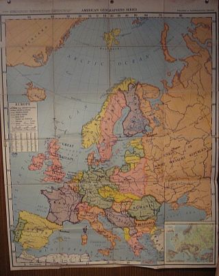 Large Vintage Nystrom Classroom Wall Map - Europe 1945 - 65 " X 52 "