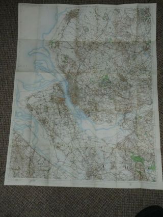 1913 Map Of Liverpool&district Ordnance Survey Linen - Backed Fold - Out Map