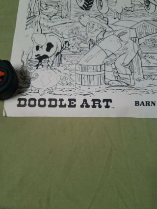 Vintage 1976 Doodle Art Barnyard By Willy A.  J.  Filipeli Co.  Inc.  20 x 30 2