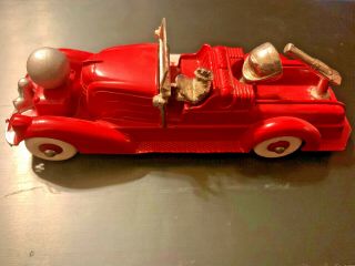 Hubley Kiddie Toy Fire Engine Searchlight Water Cannon Driver 7 1/4 Inches Long