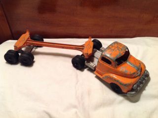 Vintage Hubley Diecast Ford Tractor Trailer Semi Truck Log Hauler 3