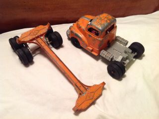 Vintage Hubley Diecast Ford Tractor Trailer Semi Truck Log Hauler 6