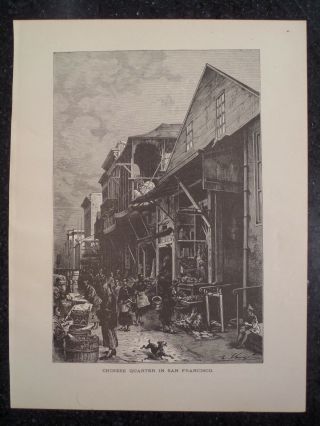 China Town San Francisco California Wood Cut Print 1887