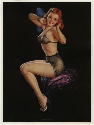 Jules Erbit Pin - Up Print Thos.  D.  Murphy Lingerie Redhead Setting Up Exercises