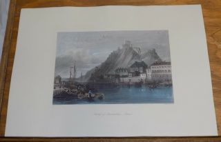1840 Antique Color Print///fortress Of Ehrenbreatstein,  On The Rhine