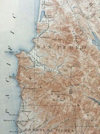 Large Vintage 1923 San Mateo to Southside of San Francisco Map (USGS 18 x 20) 6