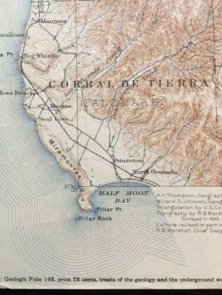 Large Vintage 1923 San Mateo to Southside of San Francisco Map (USGS 18 x 20) 7