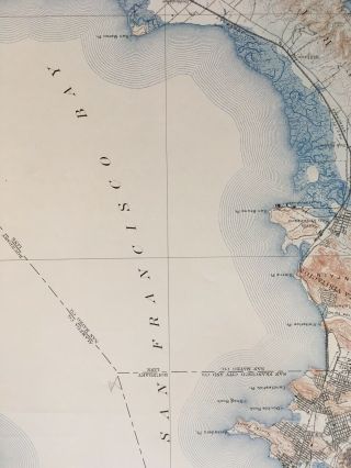 Large Vintage 1923 San Mateo to Southside of San Francisco Map (USGS 18 x 20) 8