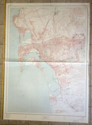Huge Vintage 1954 Map Of San Diego And Vicinity 50 " X 69 " Usgs Map.