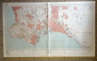 Huge Vintage 1951 Map Of Long Beach,  Ca & Vicinity 72 " X 44 " Usgs Map.
