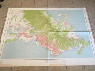 Huge Vintage 1954 Map Of Honolulu And Vicinity 49 X 69 Usgs Topo Map.