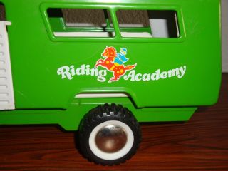 Vintage Buddy L Green Pressed Steel Horse Truck W/Trailer & 3 Horses 4