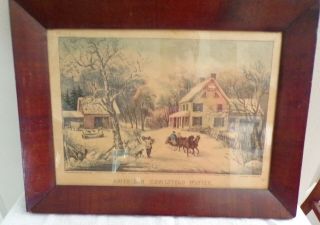 Antique Currier & Ives Lithograph Print " American Homestead " 152 Nassau St.  Ny.