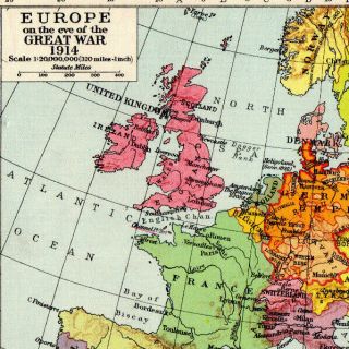 Map Of Europe 1924 WW1 Great War George Philip & Son Vintage 1929 3