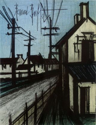 Bernard Buffet - The Road To The Village,  Lithograph,  Mourlot 1967