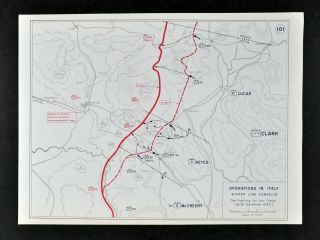 West Point Wwii Map Italy Winter Line Campaign Battle Of San Pietro Mt.  Cassino