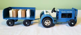 Early Tonka Toys Caterpillar Airlines Tractor & Luggage Cart 60 