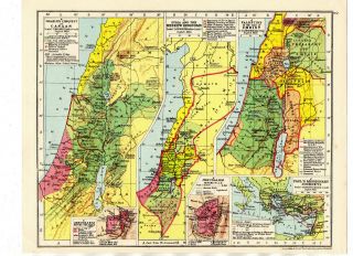 Map Of Canaan Palestine Jeruslaem George Philip & Son Vintage 1929
