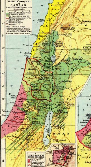 Map Of Canaan Palestine Jeruslaem George Philip & Son Vintage 1929 4