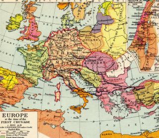 Map Of Europe During Crusades George Philip & Son Vintage 1929 4