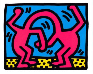 Twins From Pop Shop Ii By Keith Haring A2,  Canvas Art Print