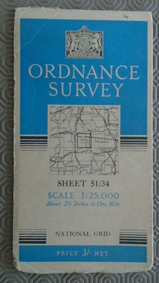 Ordnance Survey Map Cloth 2.  5map 51[tq]35 Caterham 1947 Oxted Coulsdon Godstone