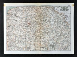 1902 Century Atlas Map Central France Paris Chartres Le Havre Laon Tours Orleans