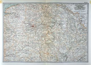 1902 Century Atlas Map Central France Paris Chartres Le Havre Laon Tours Orleans 2