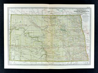 1902 Century Atlas Map - North Dakota - Bismrck Fargo Grand Forks Fort Berthold