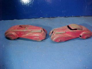 2 Orig 1930s Marx Pressed Steel Cord Style Toy Cars For Restoration