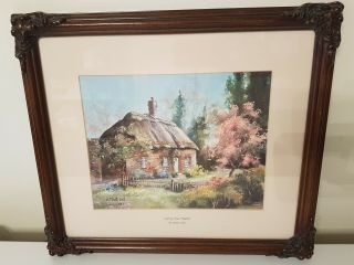 Marty Bell Lithograph Canvas.  1989 Cherry Thatch.  Signed And Framed.