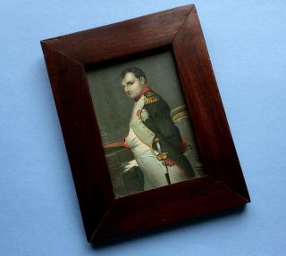 Early 20th Century Antique Small Wood Framed Lithograph Napoleon Bonaparte Orig