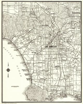 1937 Antique Los Angeles City Map Vintage Map Of Los Angeles California 6626