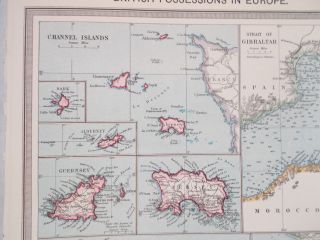 Map of British Possessions 1905.  Cyprus.  Malta.  Gibraltar.  Channel Islands 4