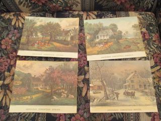 Vintage Currier And Ives Four Seasons Lithographs Prints York 152 Nassau