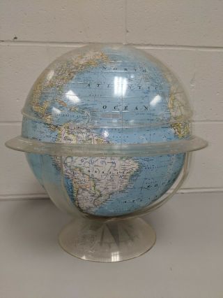 Vintage National Geographic 1961 12 " World Globe W/ Stand And Booklet