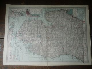 1902 Map Of Michigan Southern Part By The Century Company.  U.  S.  A