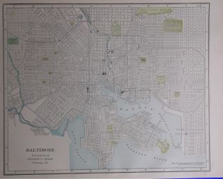 1901 Baltimore,  Md.  Antique Atlas Map W/ Points Of Interest.  118 Years - Old