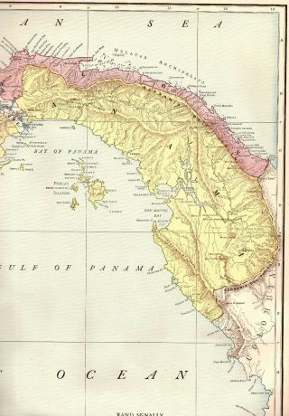 1921 Antique Panama Map Vintage Map Of Panama Canal W Railroads 4391