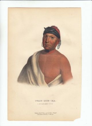 Rare 1848 Mckenney & Hall Hand Colored Octavo Print: Peah - Mus - Ka