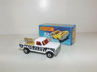 Matchbox S/f No.  57c Ford Pick Up Wild Life Truck White,  Brown Lion Clear Cap Mib