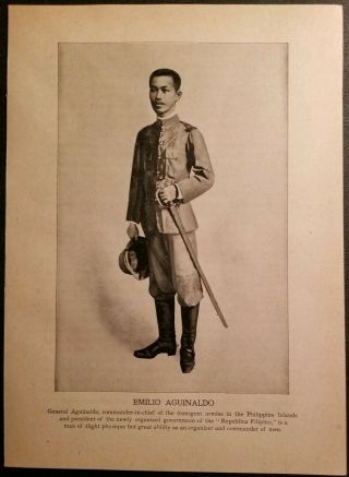 1898 General President Emilio Aguinaldo Filipino Philippines Republic Army Photo